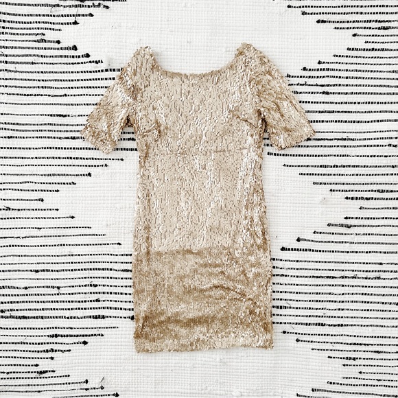 Ark and Co Dress Sequin Gold Cocktail Sheath - Picture 3 of 6